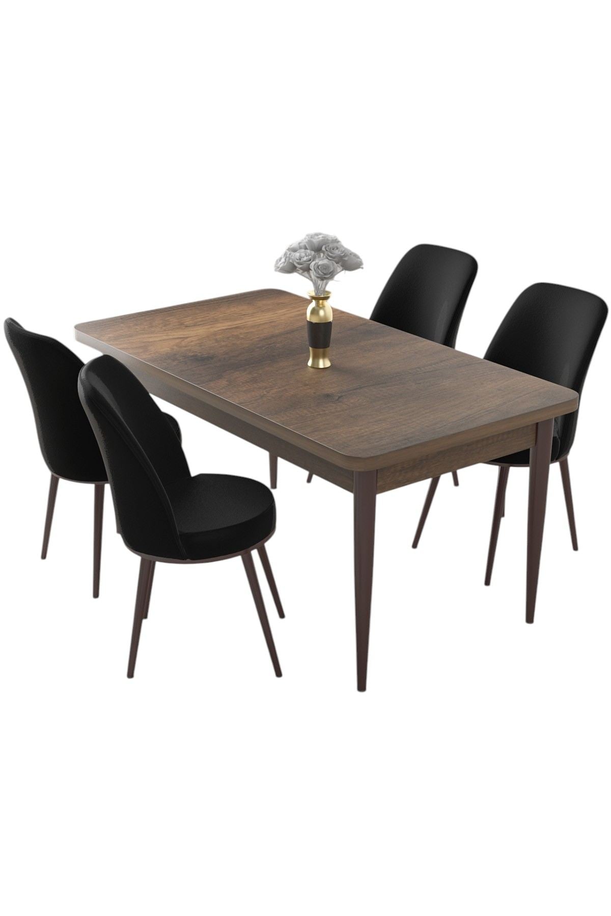 Conjunto de mesa de jantar e cadeiras (5 peças)-Nil-Barroco
Preto