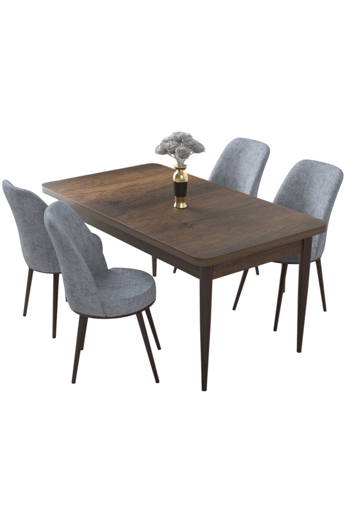 Conjunto de mesa de jantar e cadeiras (5 peças)-Nil-Barroco
Cinza