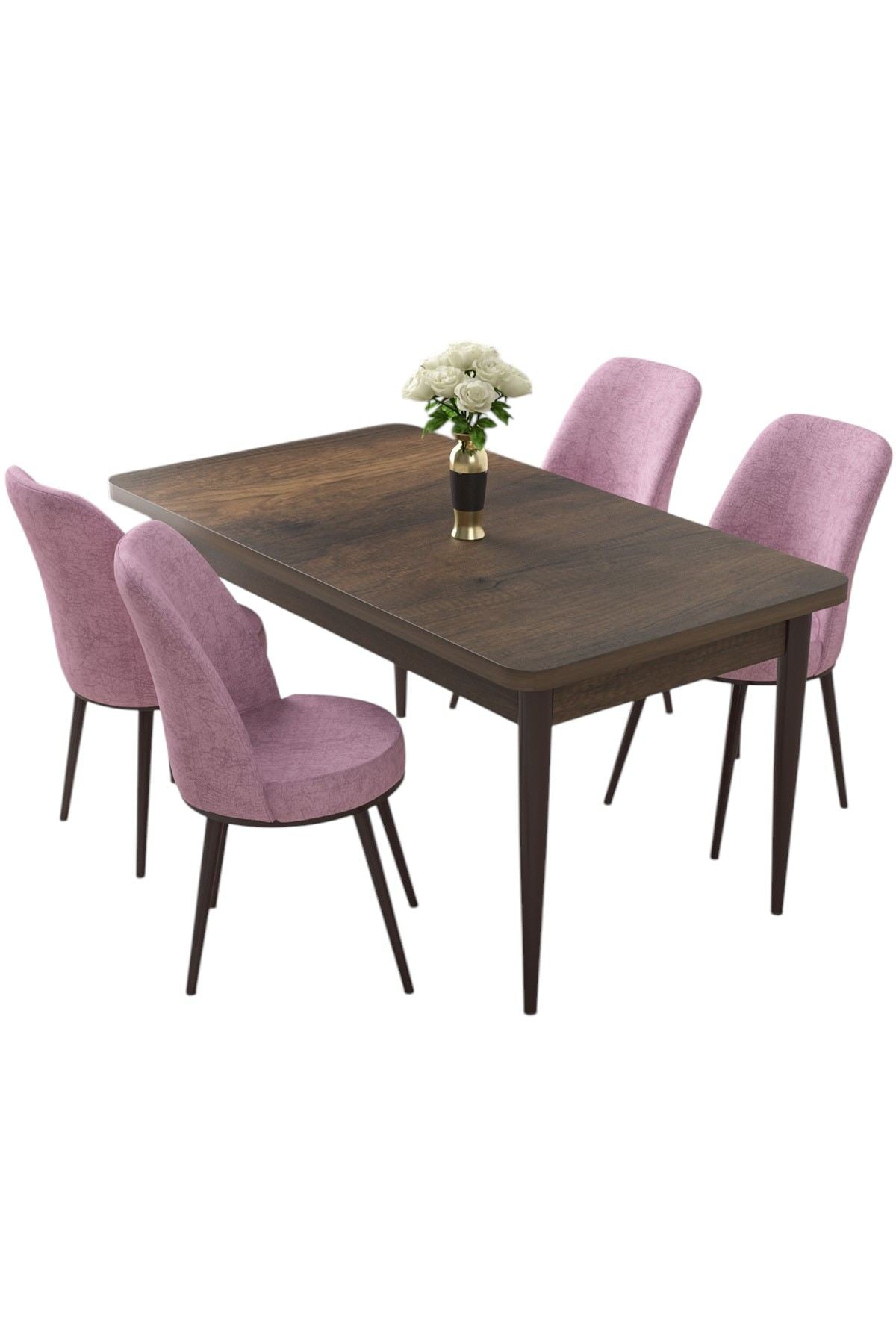 Conjunto de mesa de jantar e cadeiras (5 peças)-Nil-Barroco
Rosa