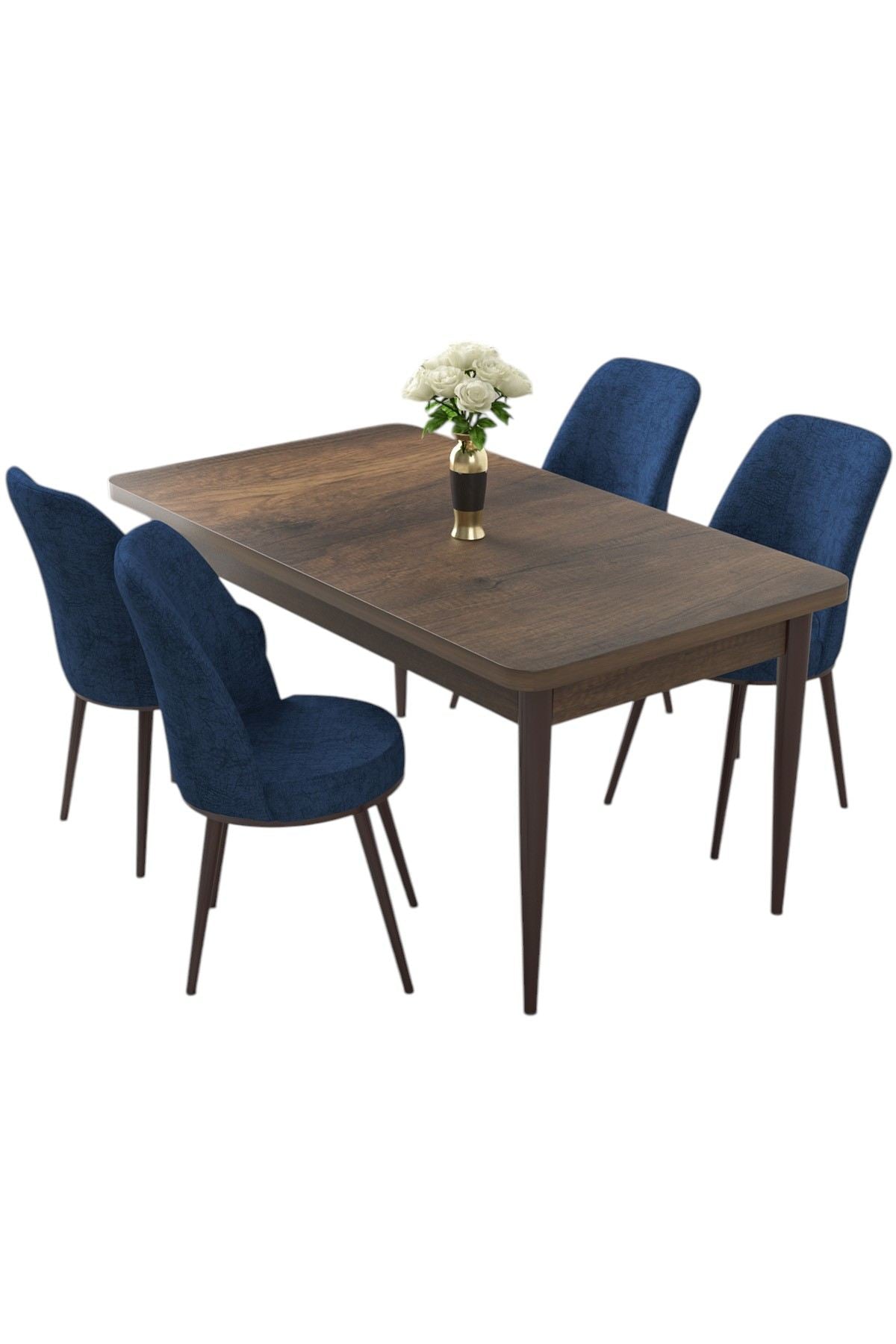 Conjunto de mesa de jantar e cadeiras (5 peças)-Nil-Barroco
Azul-marinho