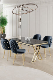 Conjunto de mesa de jantar e cadeiras (5 peças)-Rigel-Marlène Negro
Dourado
Antracite