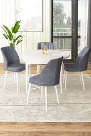 Conjunto de mesa de jantar e cadeiras (5 peças)-Rox-Fumaça Branca
