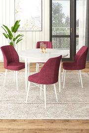 Conjunto de mesa de jantar e cadeiras (5 peças)-Rox-Branco
Bordô