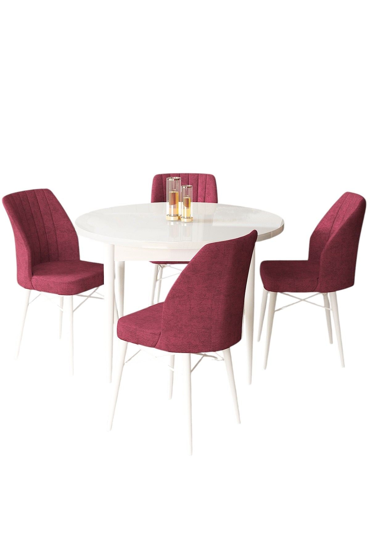 Conjunto de mesa de jantar e cadeiras (5 peças)-Rox-Branco
Bordô