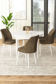 Conjunto de mesa de jantar e cadeiras (5 peças)-Rox-Branco
Marrom