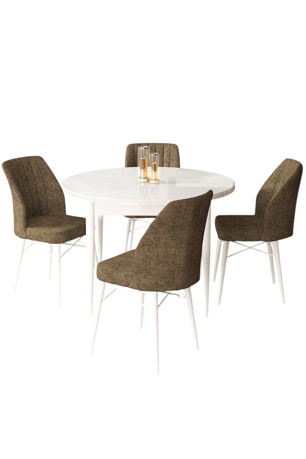 Conjunto de mesa de jantar e cadeiras (5 peças)-Rox-Branco
Marrom