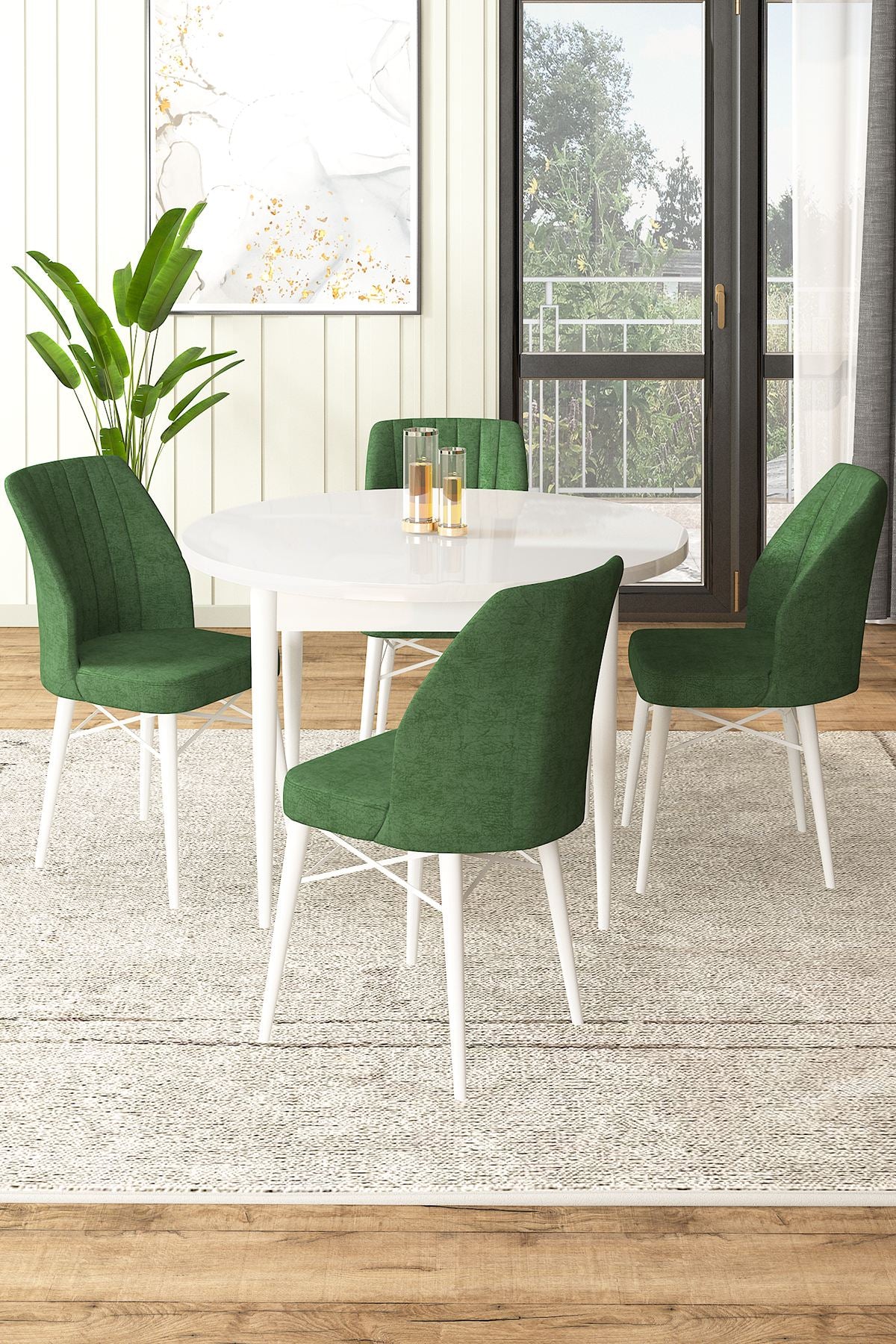 Conjunto de mesa de jantar e cadeiras (5 peças)-Rox-Branco
Cáqui