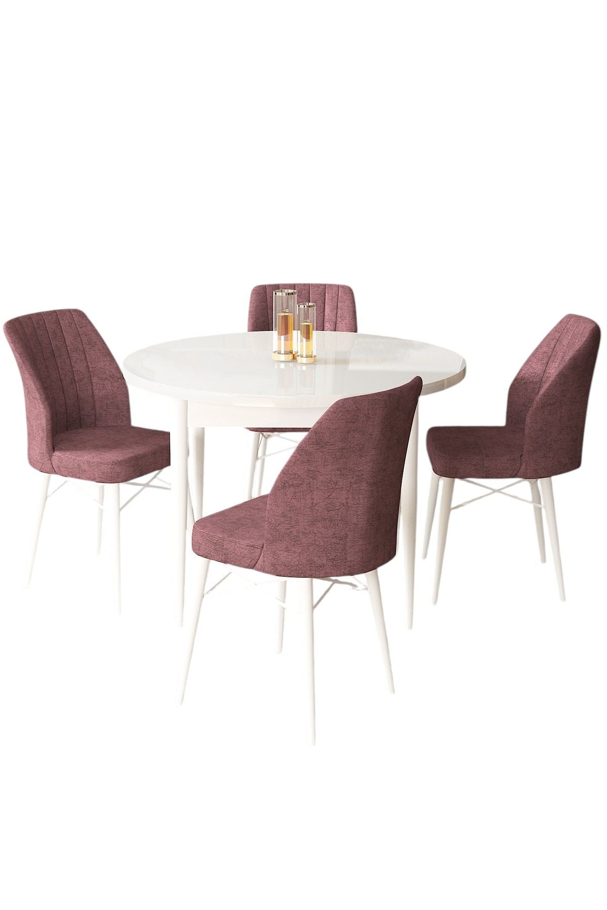 Conjunto de mesa de jantar e cadeiras (5 peças)-Rox-Branco
Rosa empoeirado