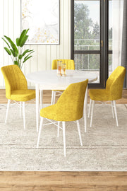 Conjunto de mesa de jantar e cadeiras (5 peças)-Rox-Mostarda
branca