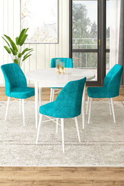 Conjunto de mesa de jantar e cadeiras (5 peças)-Rox-Branco
Turquesa