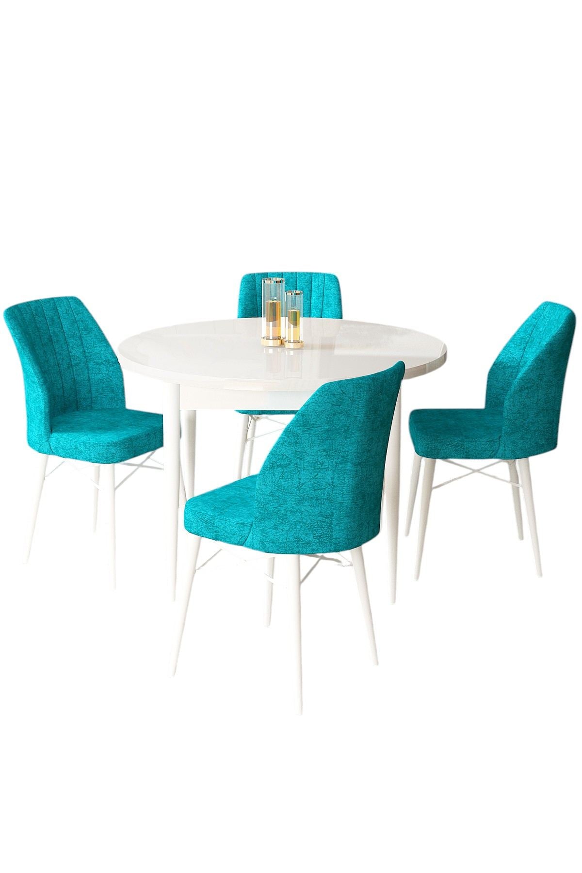 Conjunto de mesa de jantar e cadeiras (5 peças)-Rox-Branco
Turquesa