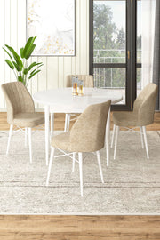 Conjunto de mesa de jantar e cadeiras (5 peças)-Rox-Branco
Creme