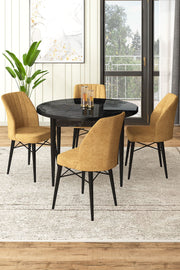 Conjunto de mesa de jantar e cadeiras (5 peças)-Rox-Mármore Preto
Cappuccino