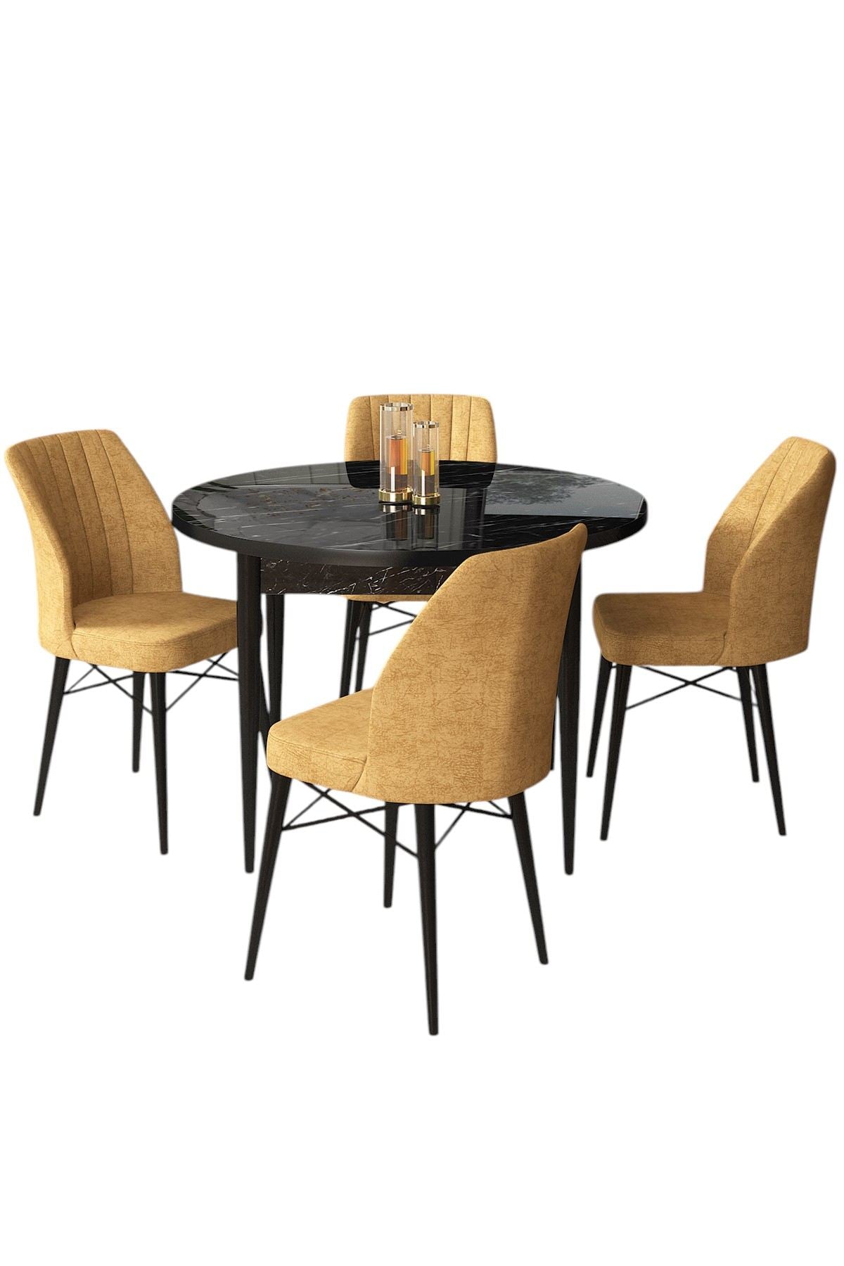 Conjunto de mesa de jantar e cadeiras (5 peças)-Rox-Mármore Preto
Cappuccino