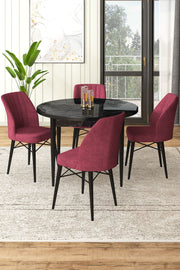 Conjunto de mesa de jantar e cadeiras (5 peças)-Rox-Mármore Preto
Borgonha