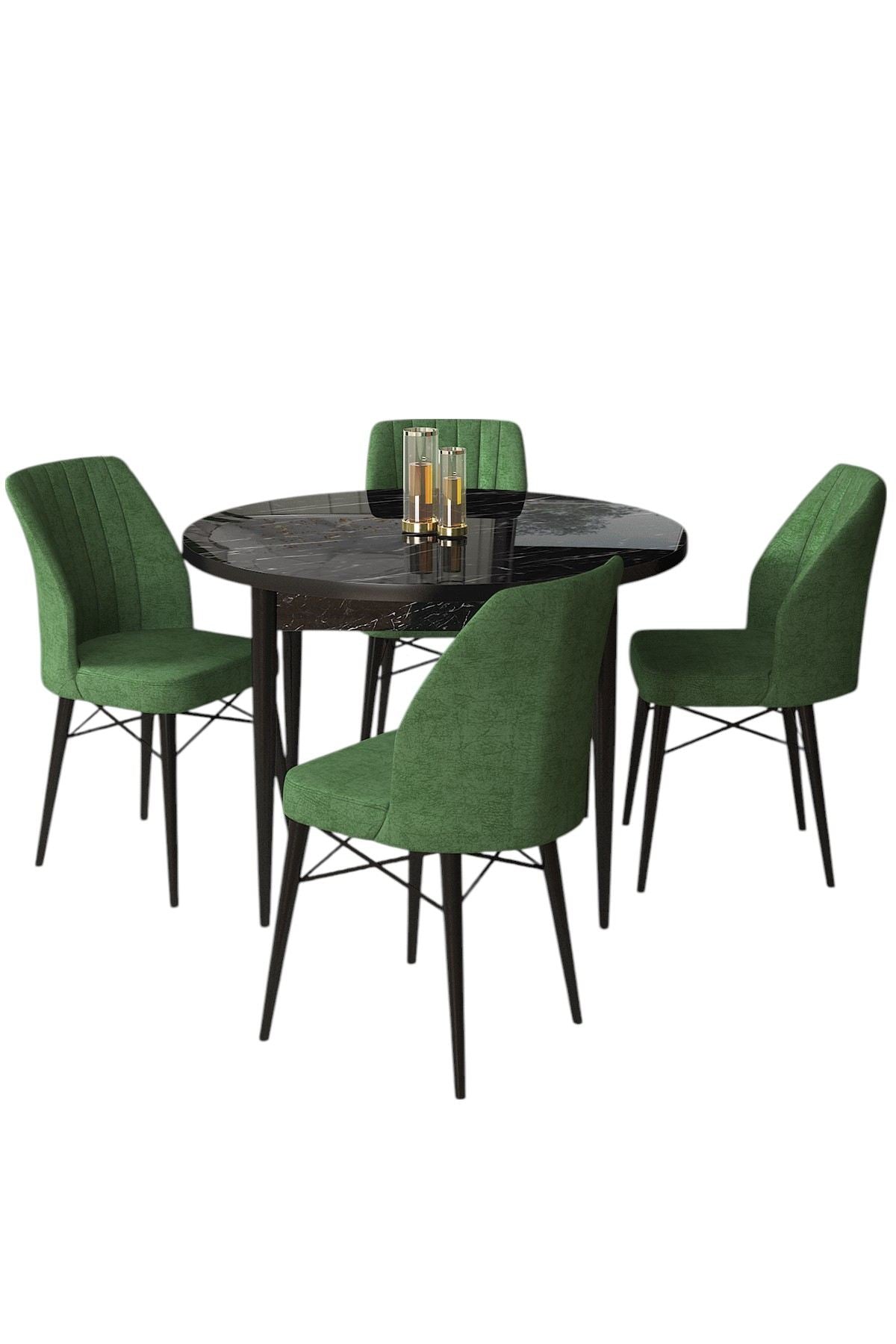 Conjunto de mesa de jantar e cadeiras (5 peças)-Rox-Mármore Preto
Cáqui