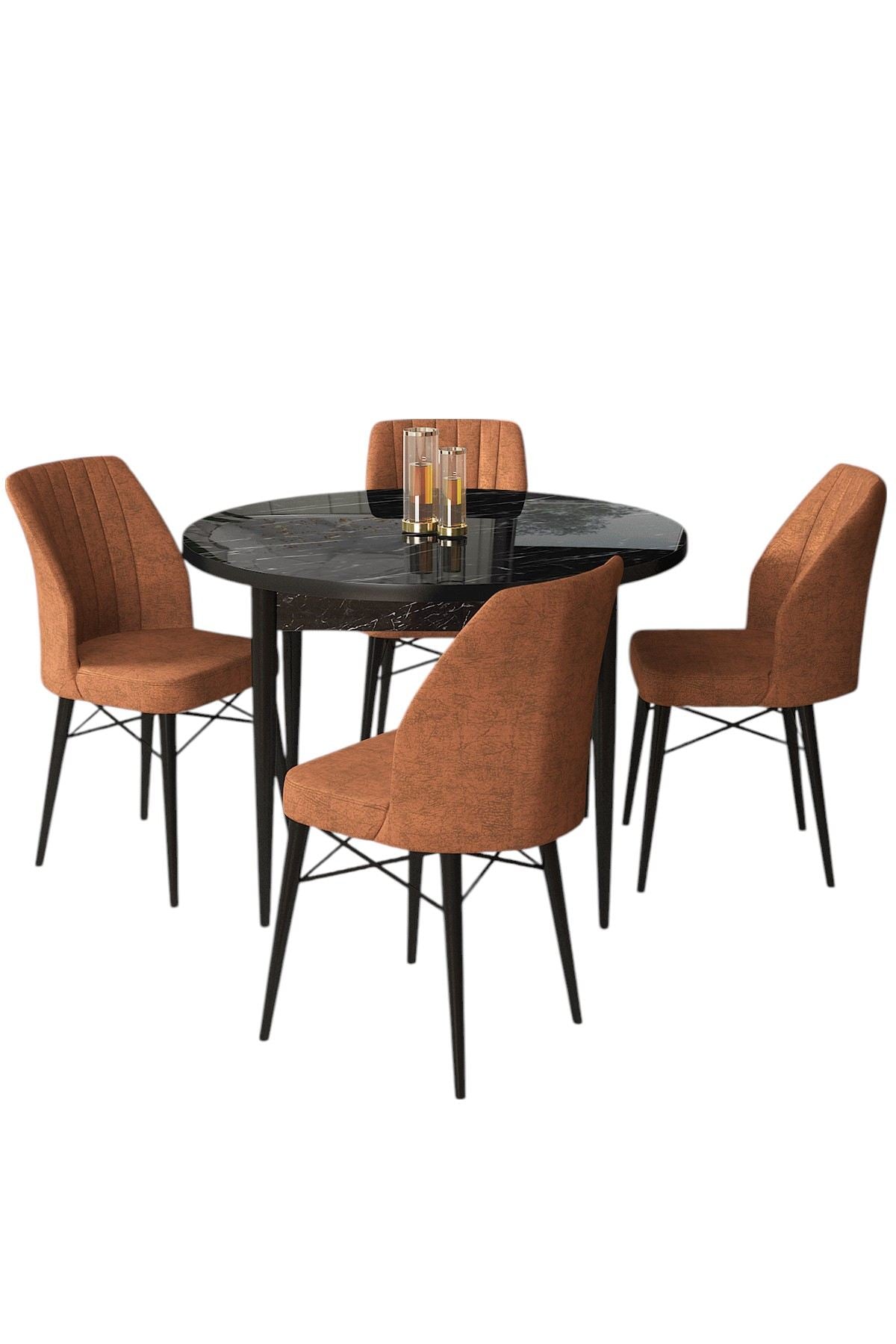 Conjunto de mesa de jantar e cadeiras (5 peças)-Rox-Mármore Preto
Azulejo Vermelho