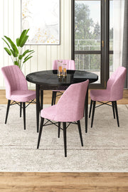 Conjunto de mesa de jantar e cadeiras (5 peças)-Rox-Mármore Preto
Rosa