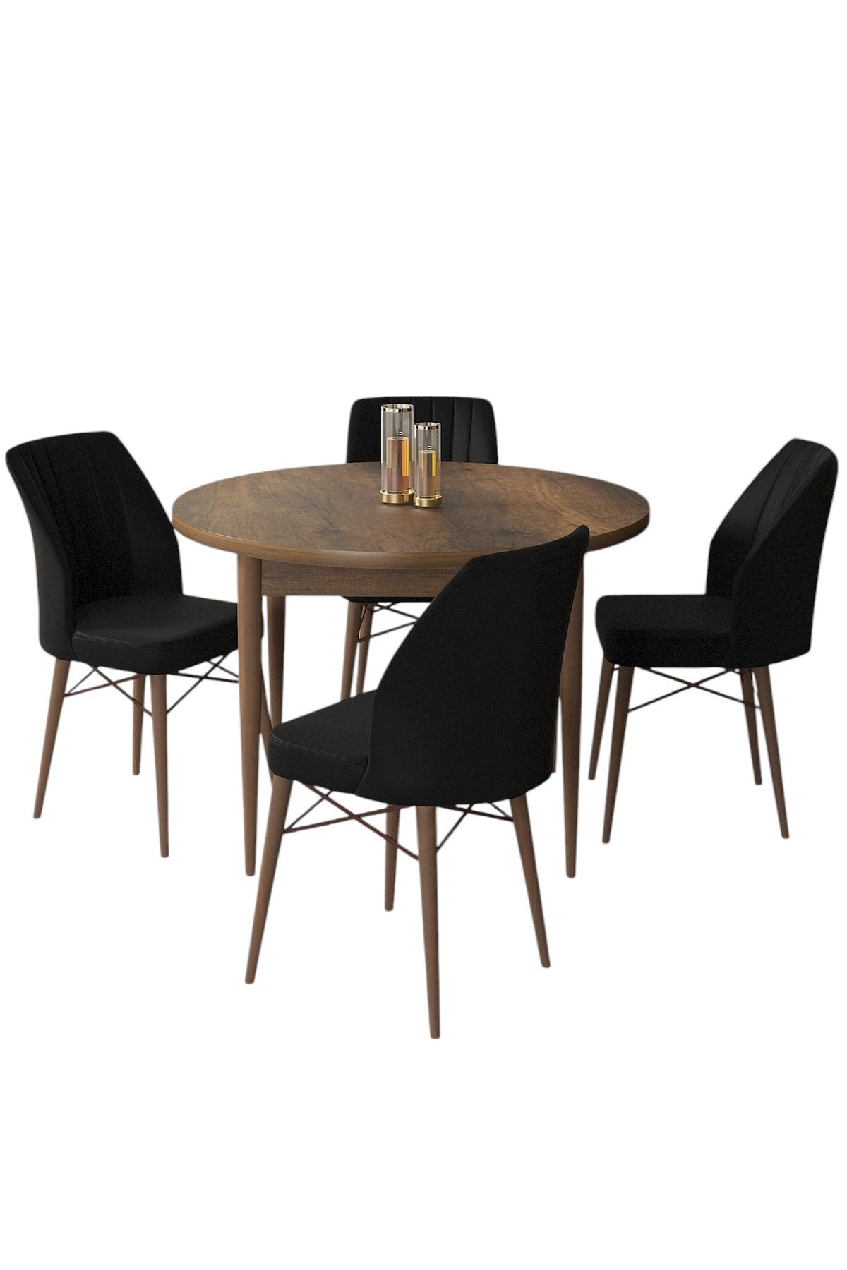 Conjunto de mesa de jantar e cadeiras (5 peças)-Rox-Barroco
Preto