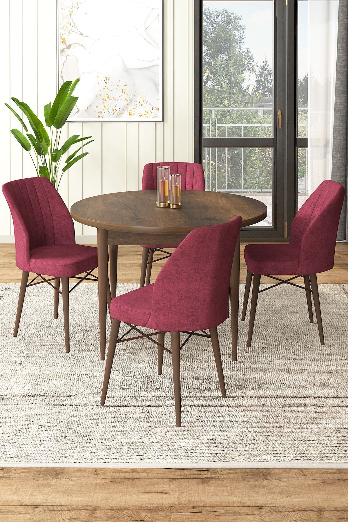 Conjunto de mesa de jantar e cadeiras (5 peças)-Rox-Barroco
Borgonha