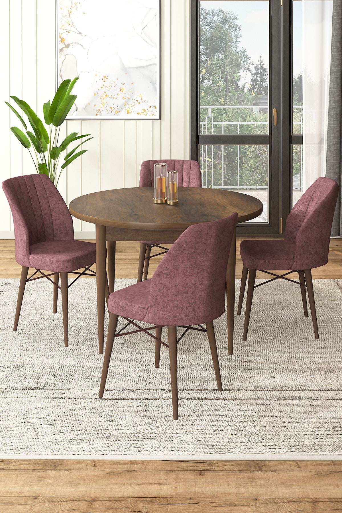 Conjunto de mesa de jantar e cadeiras (5 peças)-Rox-Barroco
Rosa Empoeirado