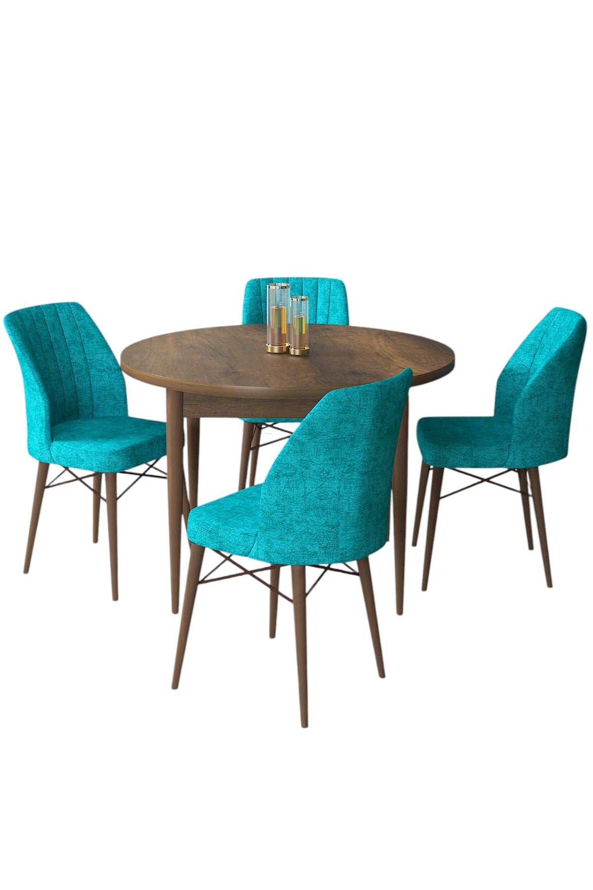 Conjunto de mesa de jantar e cadeiras (5 peças)-Rox-Barroco
Turquesa