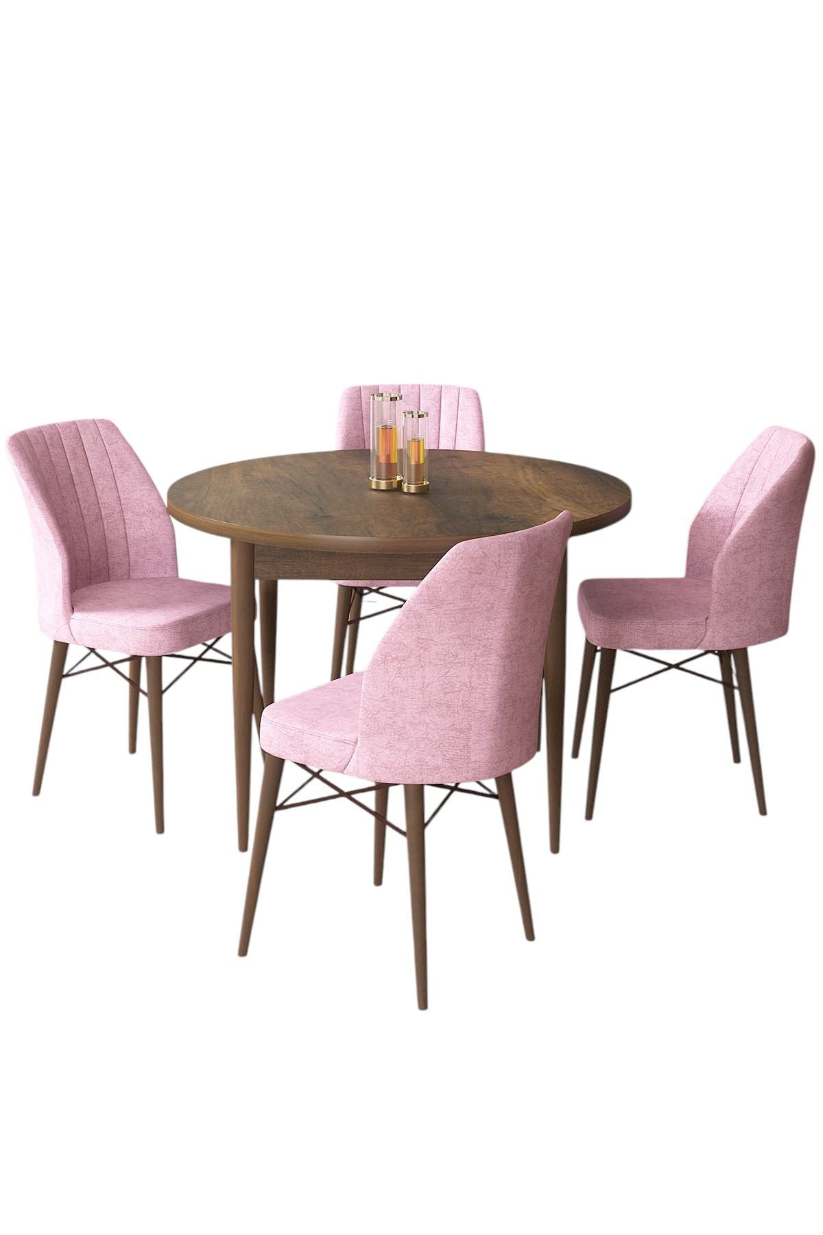 Conjunto de mesa de jantar e cadeiras (5 peças)-Rox-Barroco
Rosa