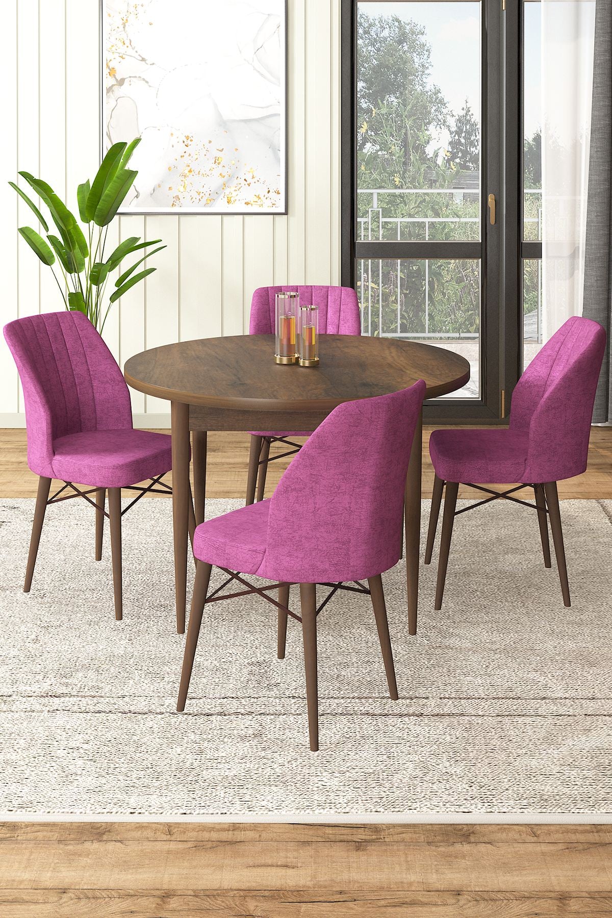 Conjunto de mesa de jantar e cadeiras (5 peças)-Rox-Barroco
Roxo