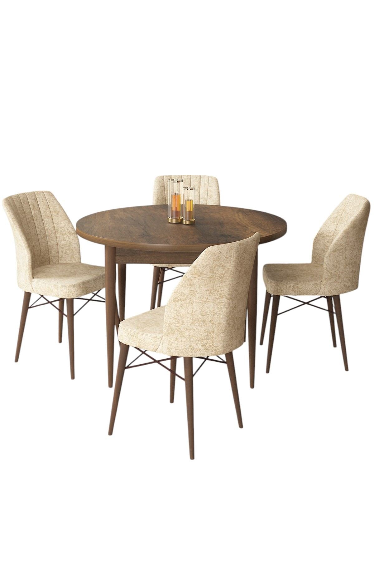 Conjunto de mesa de jantar e cadeiras (5 peças)-Rox-Barroco
Creme