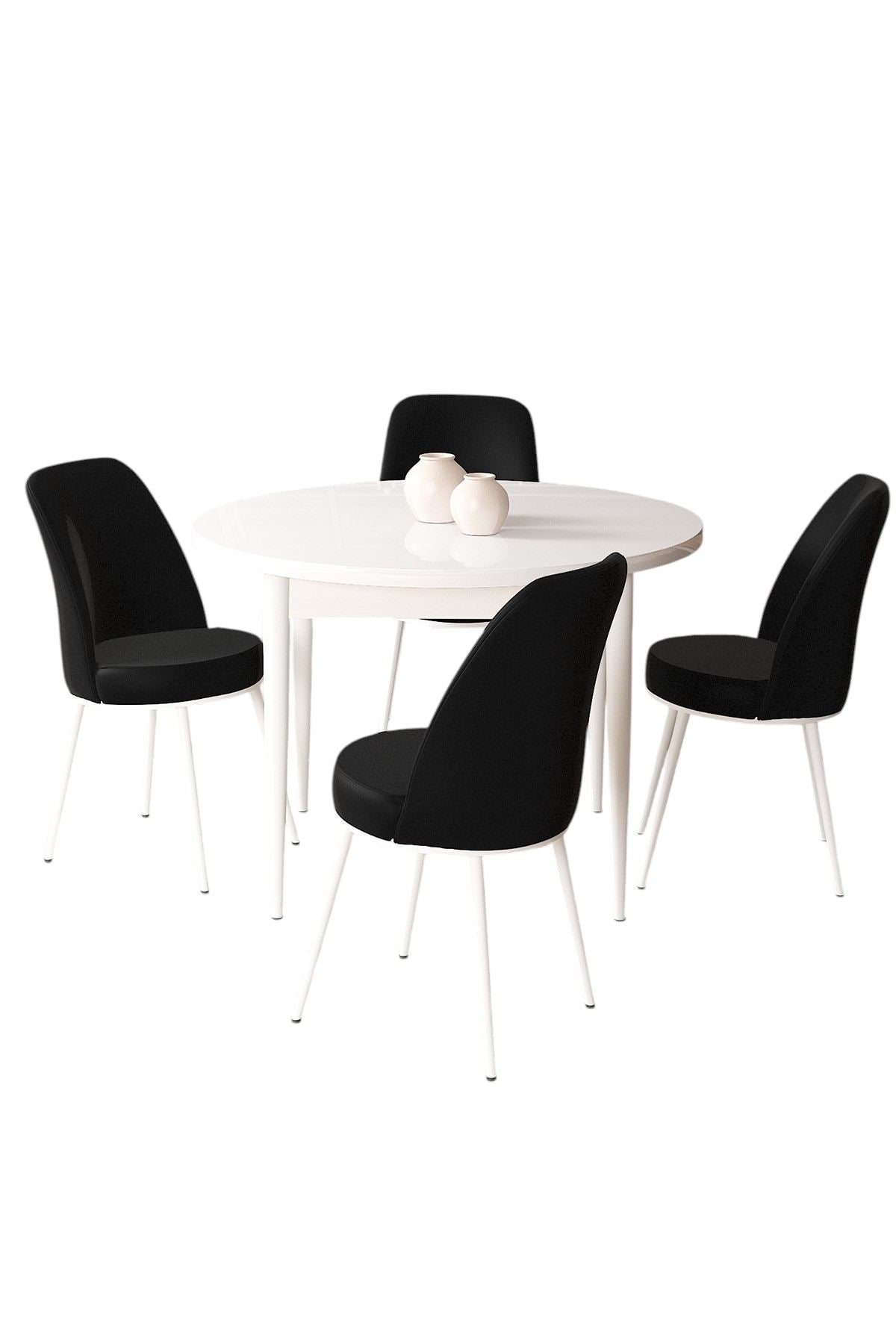 Conjunto de mesa de jantar e cadeiras (5 peças)-Tor-Branco
Preto