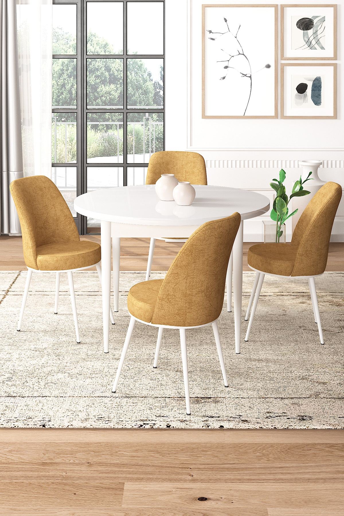 Conjunto de mesa de jantar e cadeiras (5 peças)-Tor-Branco
Cappuccino