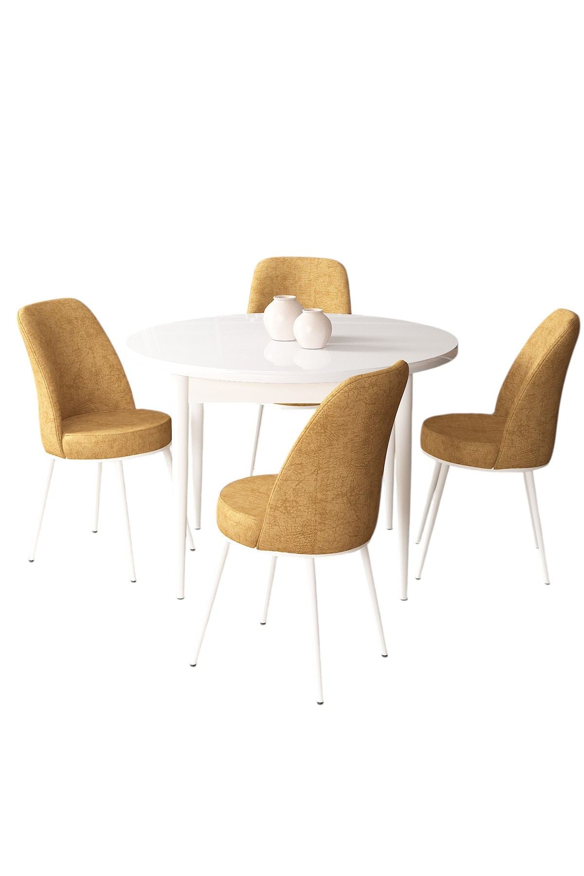 Conjunto de mesa de jantar e cadeiras (5 peças)-Tor-Branco
Cappuccino