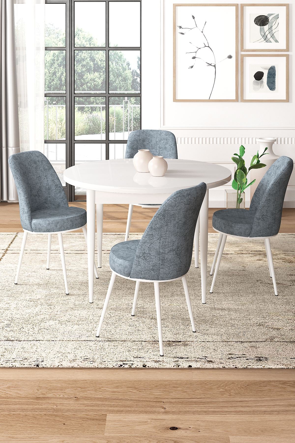 Conjunto de mesa de jantar e cadeiras (5 peças)-Tor-Branco
Cinza