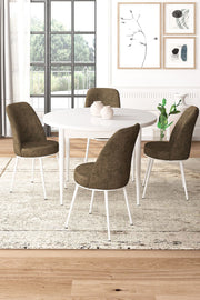 Conjunto de mesa de jantar e cadeiras (5 peças)-Tor-Branco
Marrom