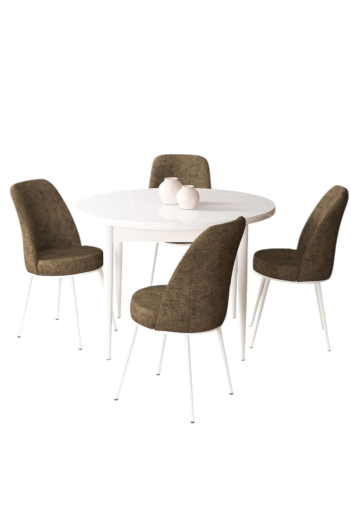 Conjunto de mesa de jantar e cadeiras (5 peças)-Tor-Branco
Marrom