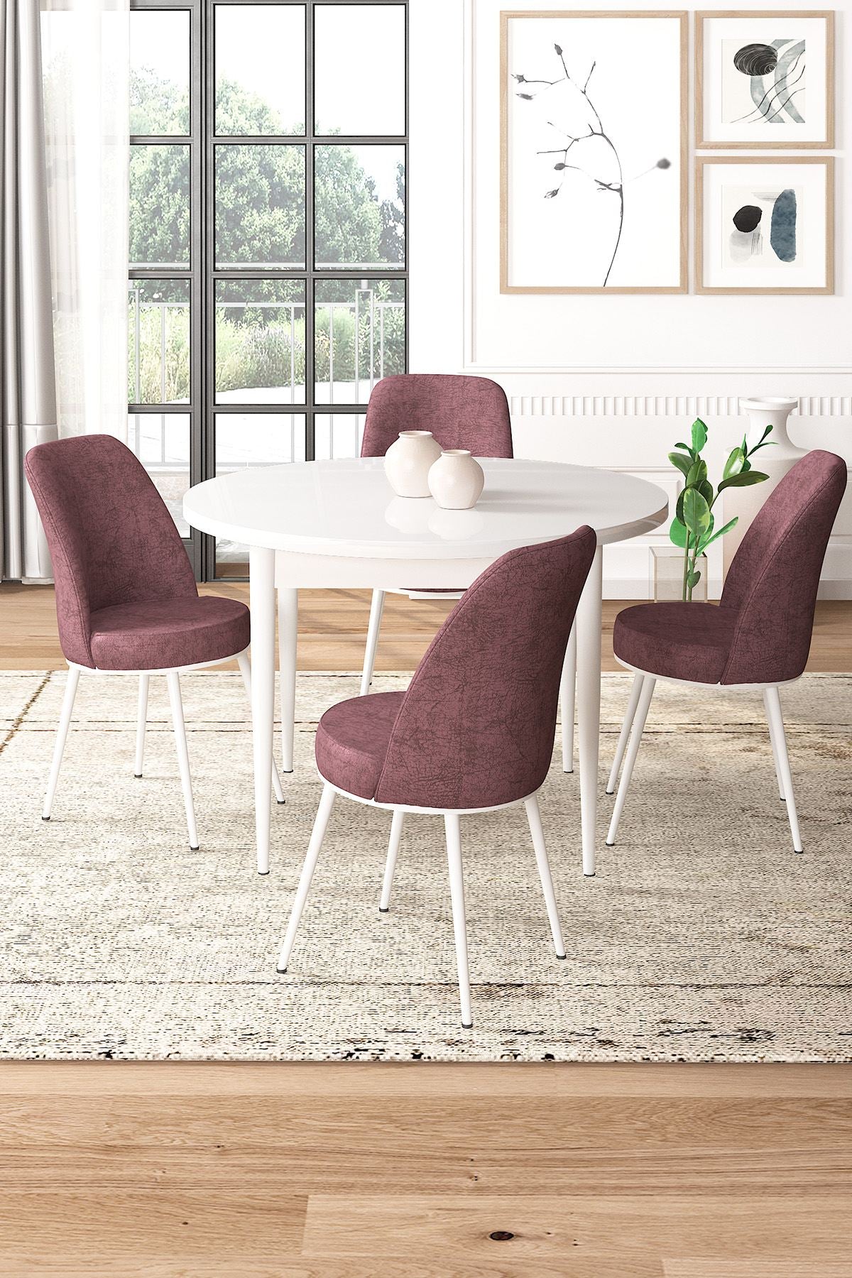 Conjunto de mesa de jantar e cadeiras (5 peças)-Tor-Branco
Rosa empoeirado