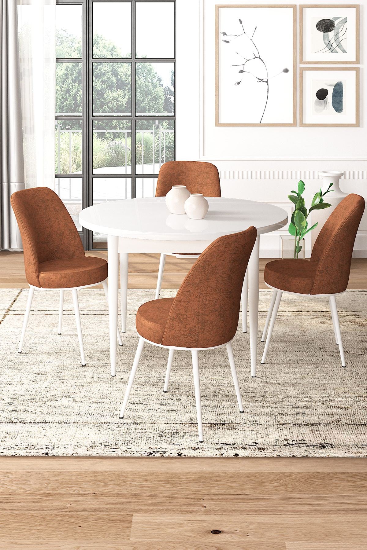 Conjunto de mesa de jantar e cadeiras (5 peças)-Tor-Branco
Azulejo Vermelho