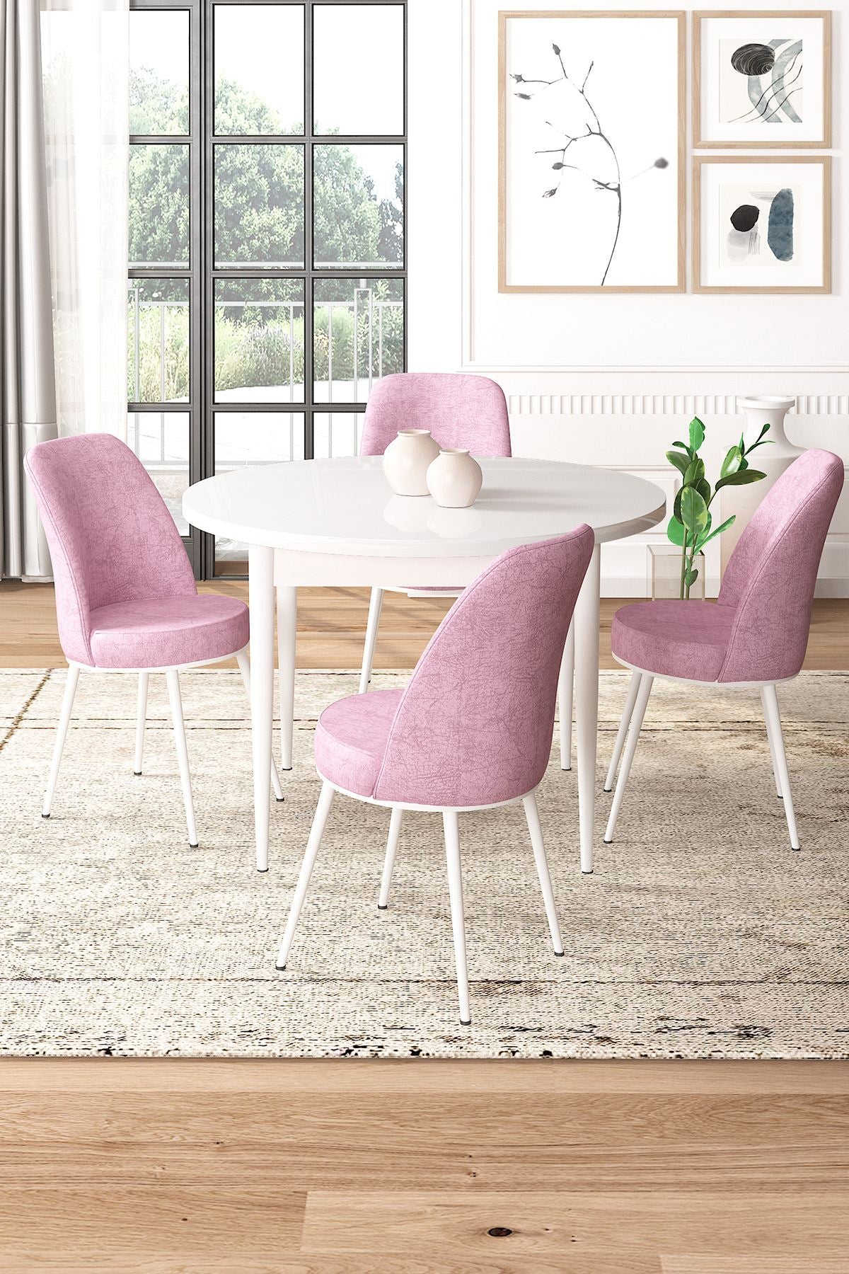 Conjunto de mesa de jantar e cadeiras (5 peças)-Tor-Branco
Rosa
