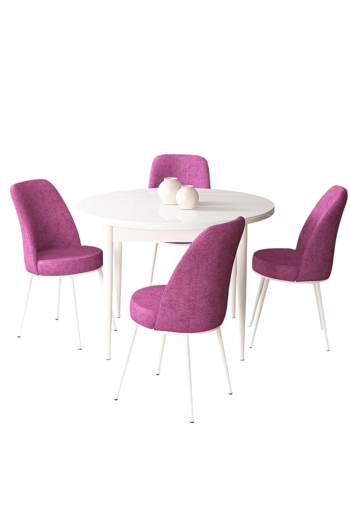 Conjunto de mesa de jantar e cadeiras (5 peças)-Tor-Branco
Roxo