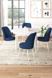 Conjunto de mesa de jantar e cadeiras (5 peças)-Tor-Branco
Azul-marinho