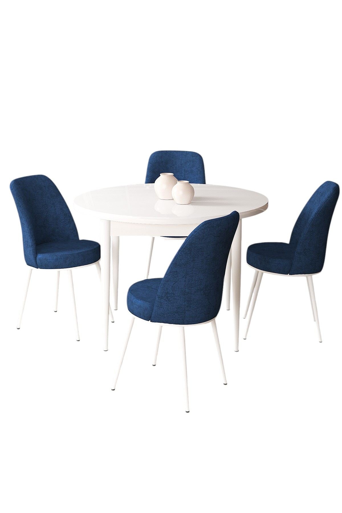 Conjunto de mesa de jantar e cadeiras (5 peças)-Tor-Branco
Azul-marinho