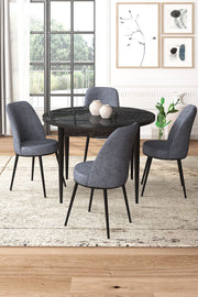 Conjunto de mesa de jantar e cadeiras (5 peças)-Tor-Mármore Preto
Fumaça