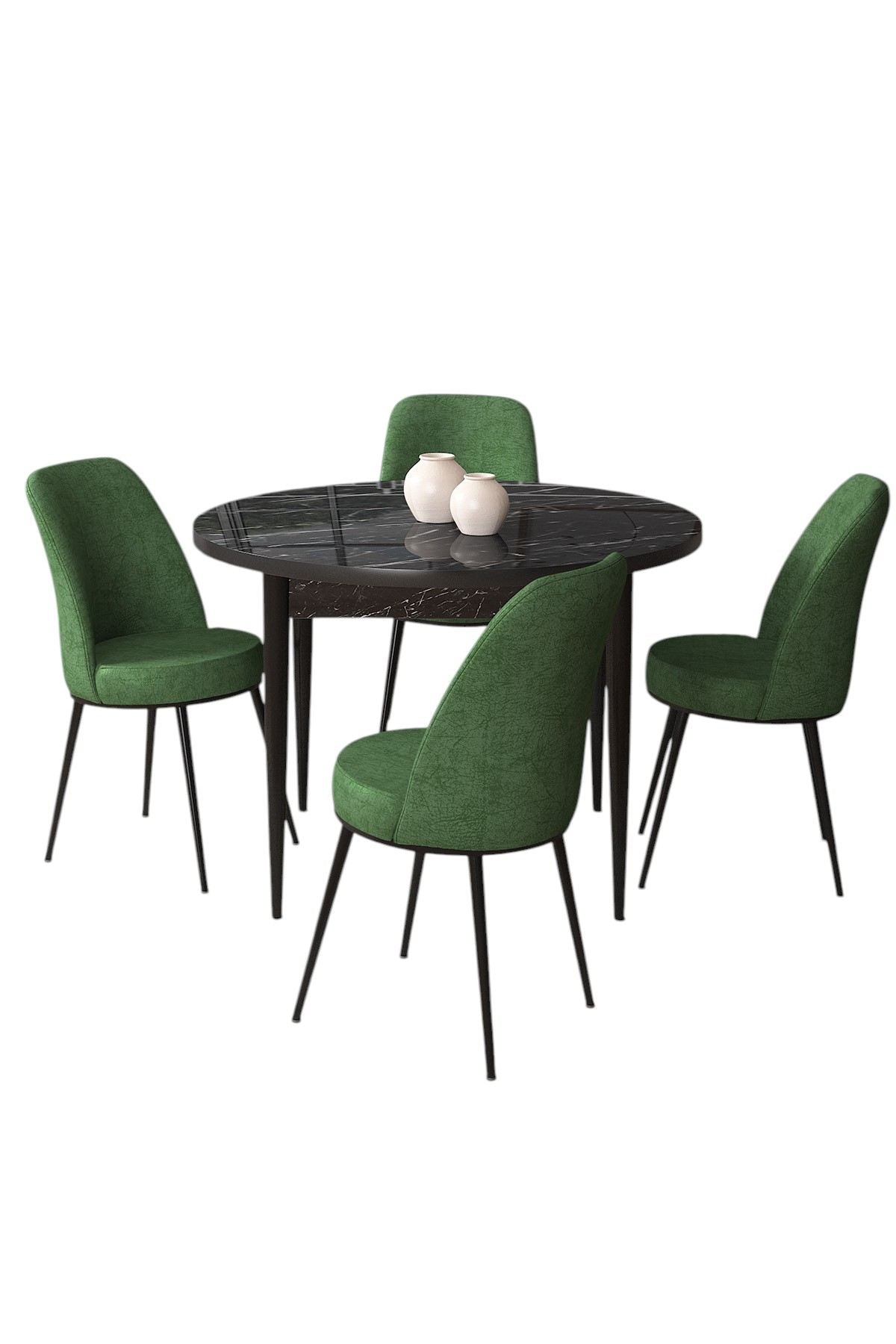 Conjunto de mesa de jantar e cadeiras (5 peças)-Tor-Mármore Preto
Cáqui