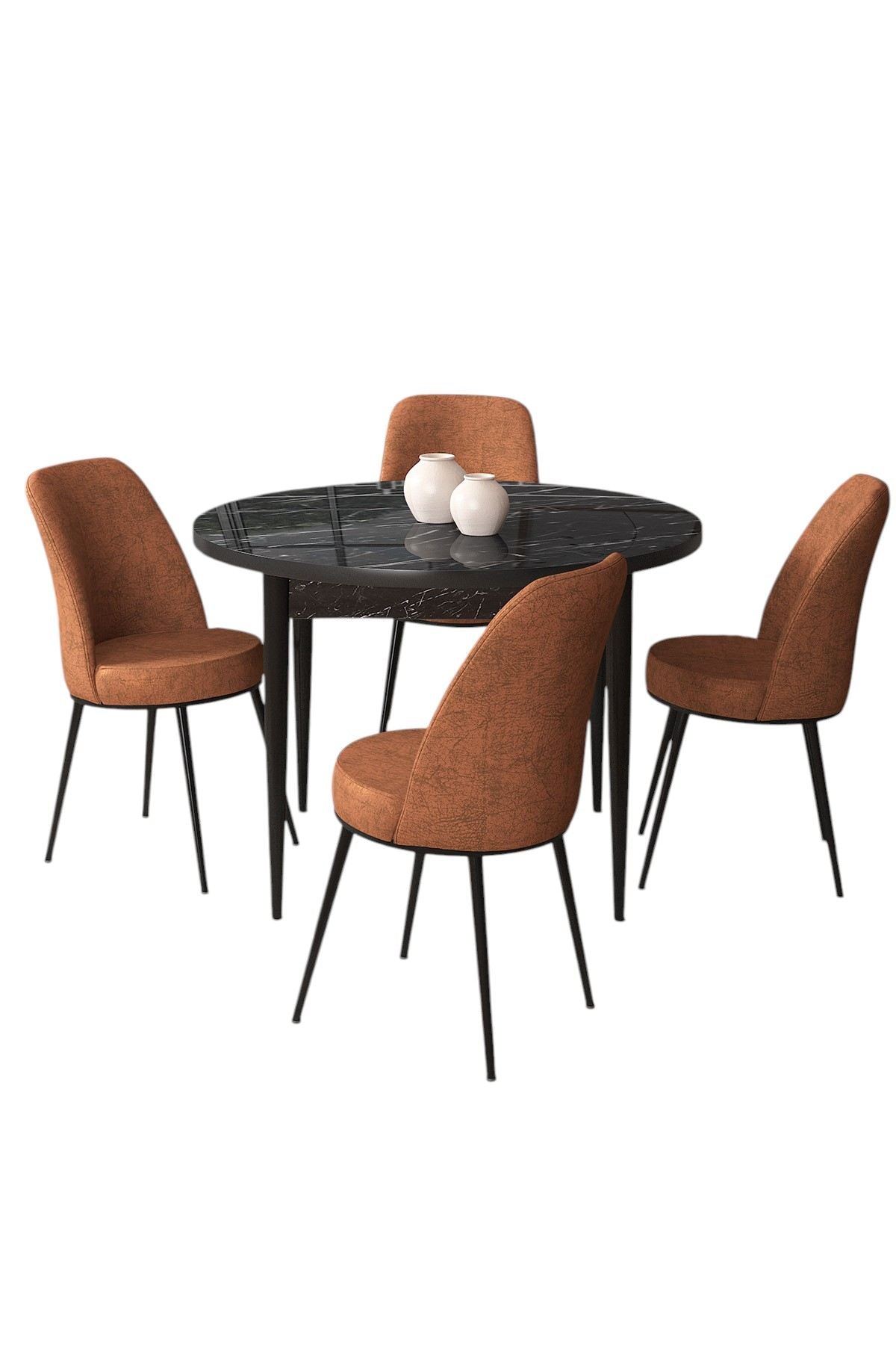Conjunto de mesa de jantar e cadeiras (5 peças)-Tor-Mármore Preto
Azulejo Vermelho