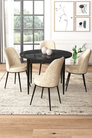 Conjunto de mesa de jantar e cadeiras (5 peças)-Tor-Mármore Preto
Creme