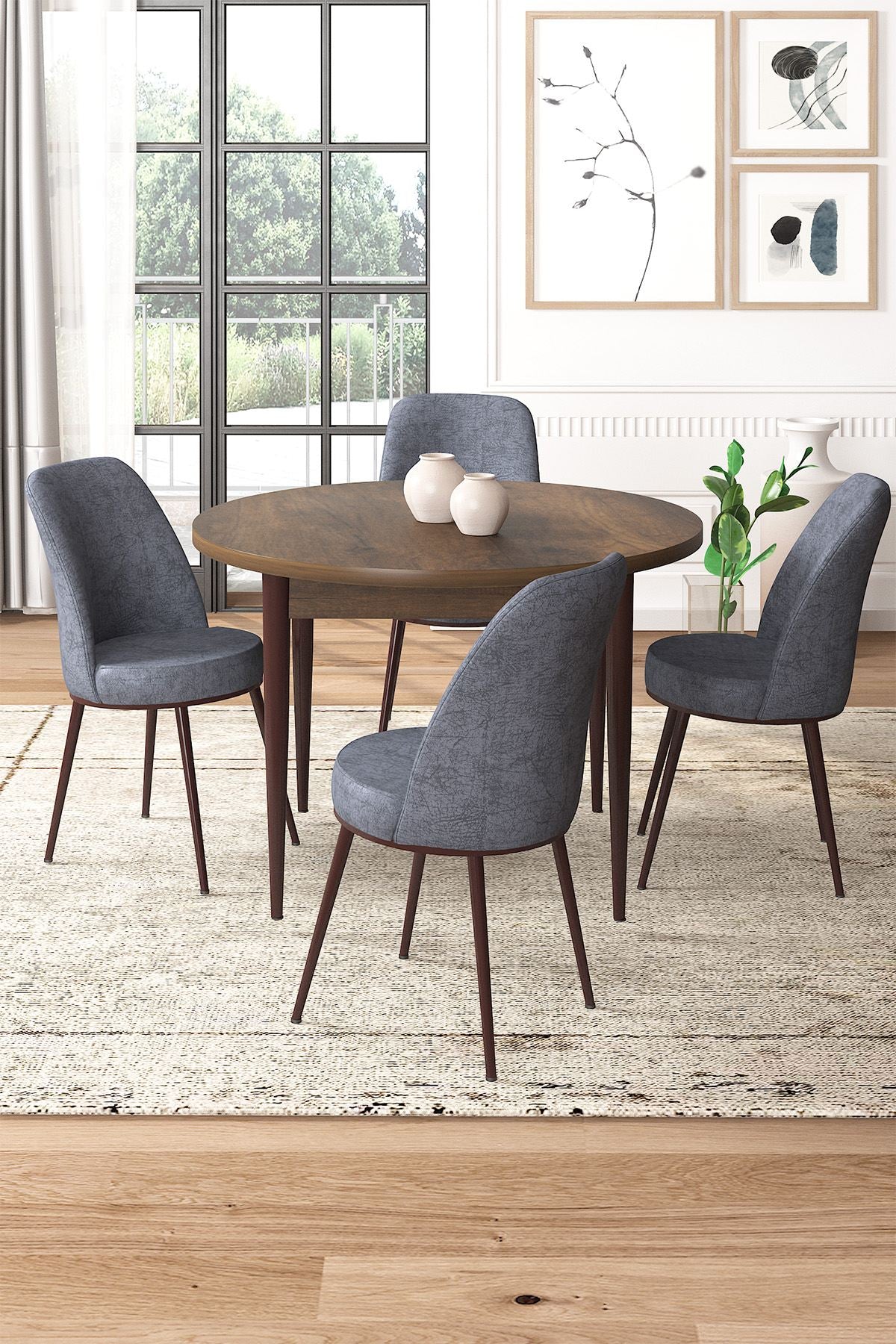 Conjunto de mesa de jantar e cadeiras (5 peças)-Tor-Barroco
Fumaça