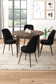 Conjunto de mesa de jantar e cadeiras (5 peças) – 90x75x90 cm – Barroco e Preto – Aglomerado com metal