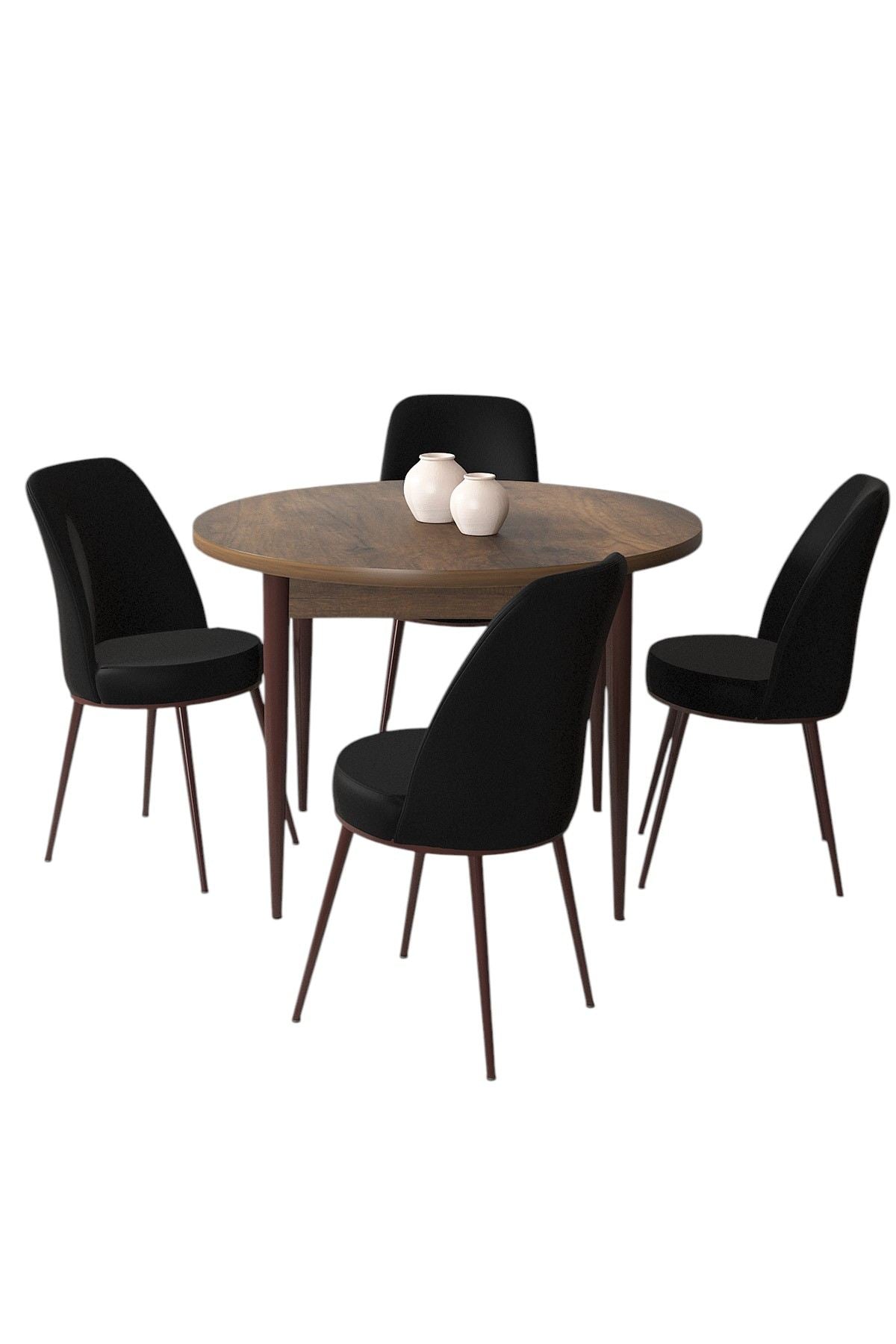 Conjunto de mesa de jantar e cadeiras (5 peças)-Tor-Barroco
Preto