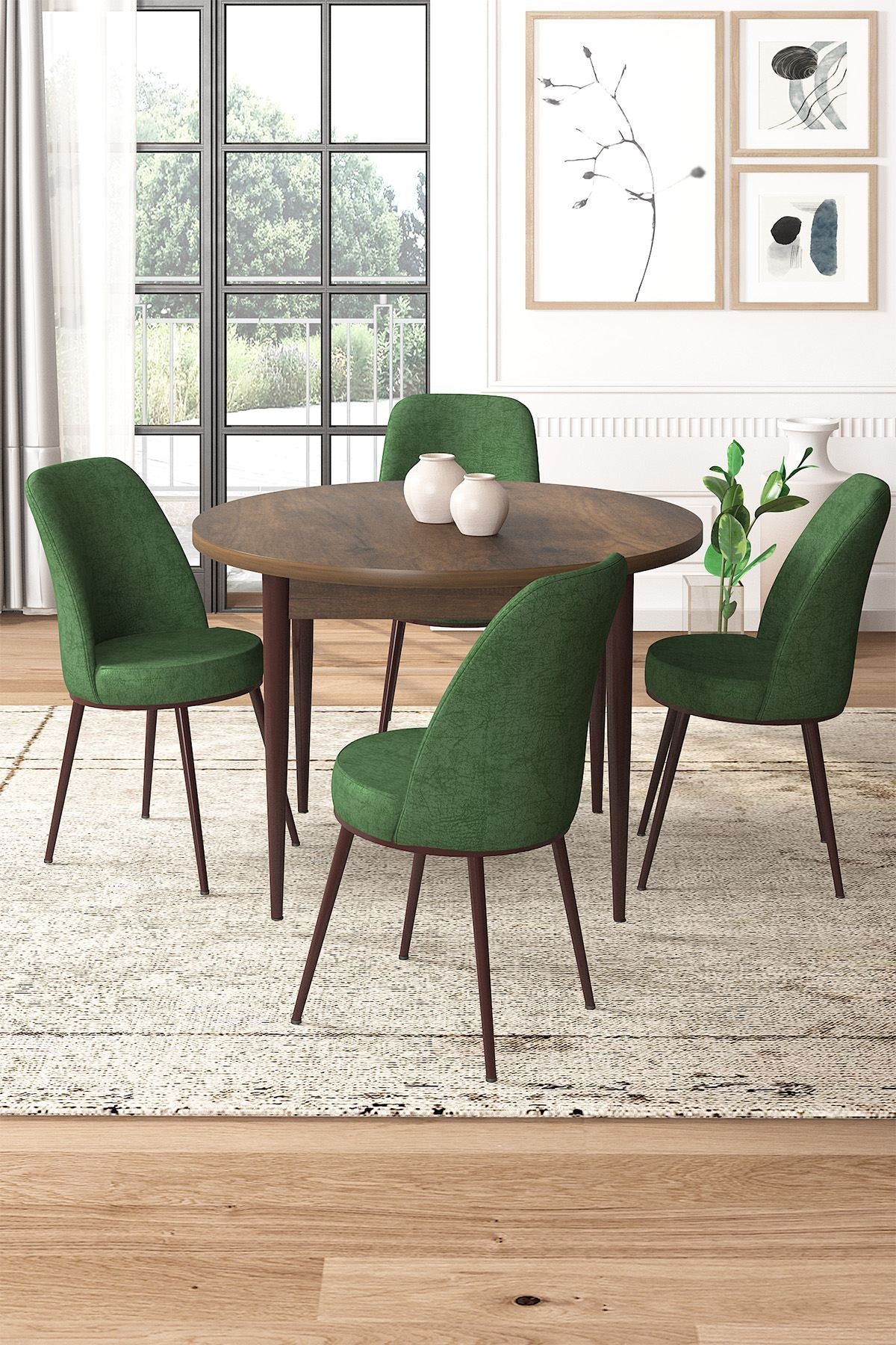 Conjunto de mesa de jantar e cadeiras (5 peças)-Tor-Barroco
Cáqui
