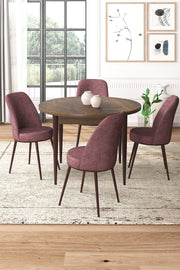 Conjunto de mesa de jantar e cadeiras – 90 cm x 75 cm x 90 cm – Rosa Empoeirado – Aglomerado e Metal